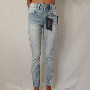 Indigo Rein-Ripped Roll-Cuff Skinny Jean - Size 1
